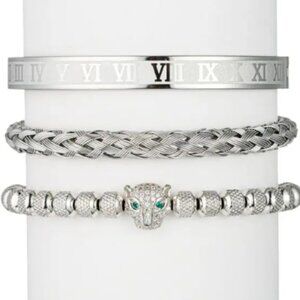 EYE CANDY LOS ANGELES PREMIUM 3 PIECE TITANIUM CUBIC ZIRCONIA BRACELET